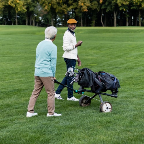 checking golf equipment